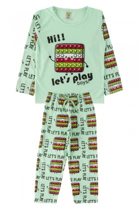 Pijama Infantil Masculino Let's Play Verde - My Dream Boys
