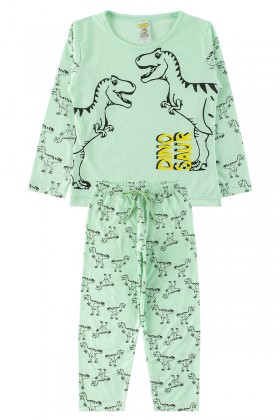 Pijama Infantil Masculino Dinossauro Verde - My Dream Boys