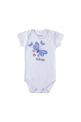 Kit Body de Bebê Feminino Butterfly Branco - Pequeno Big Amor