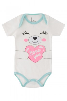 Kit Body de Bebê Feminino Love Bear Natural - Leninha Baby