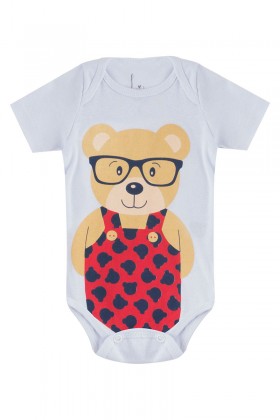 Kit Body de Bebê Masculino Bear Branco - Leninha Baby
