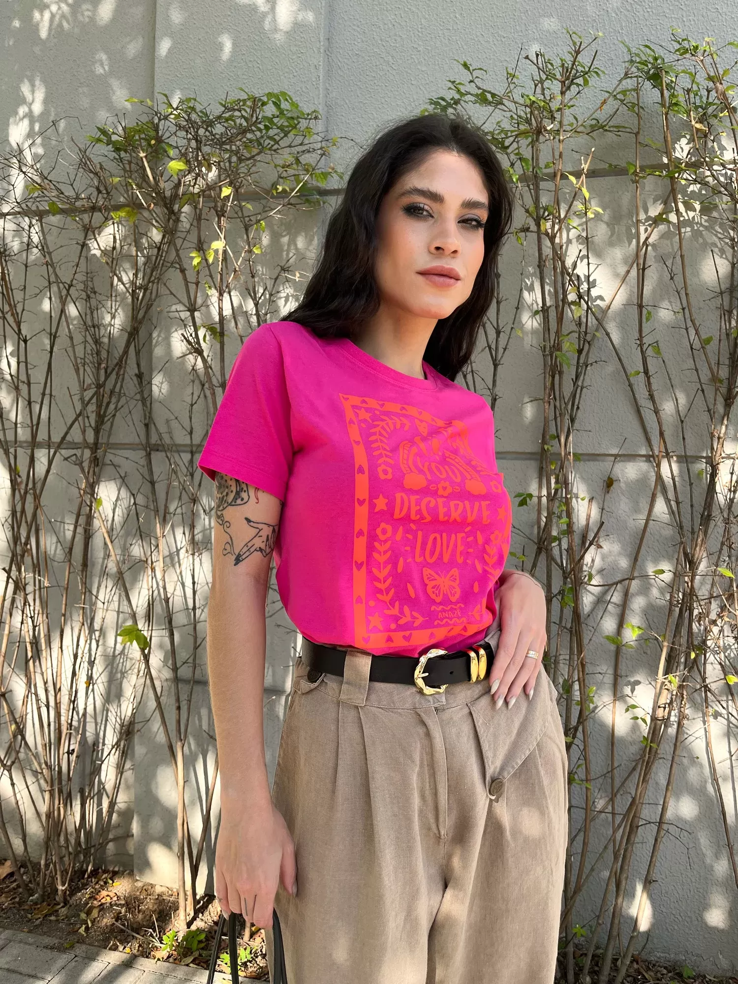 Camiseta Feminina de Algodão Estampada Pink