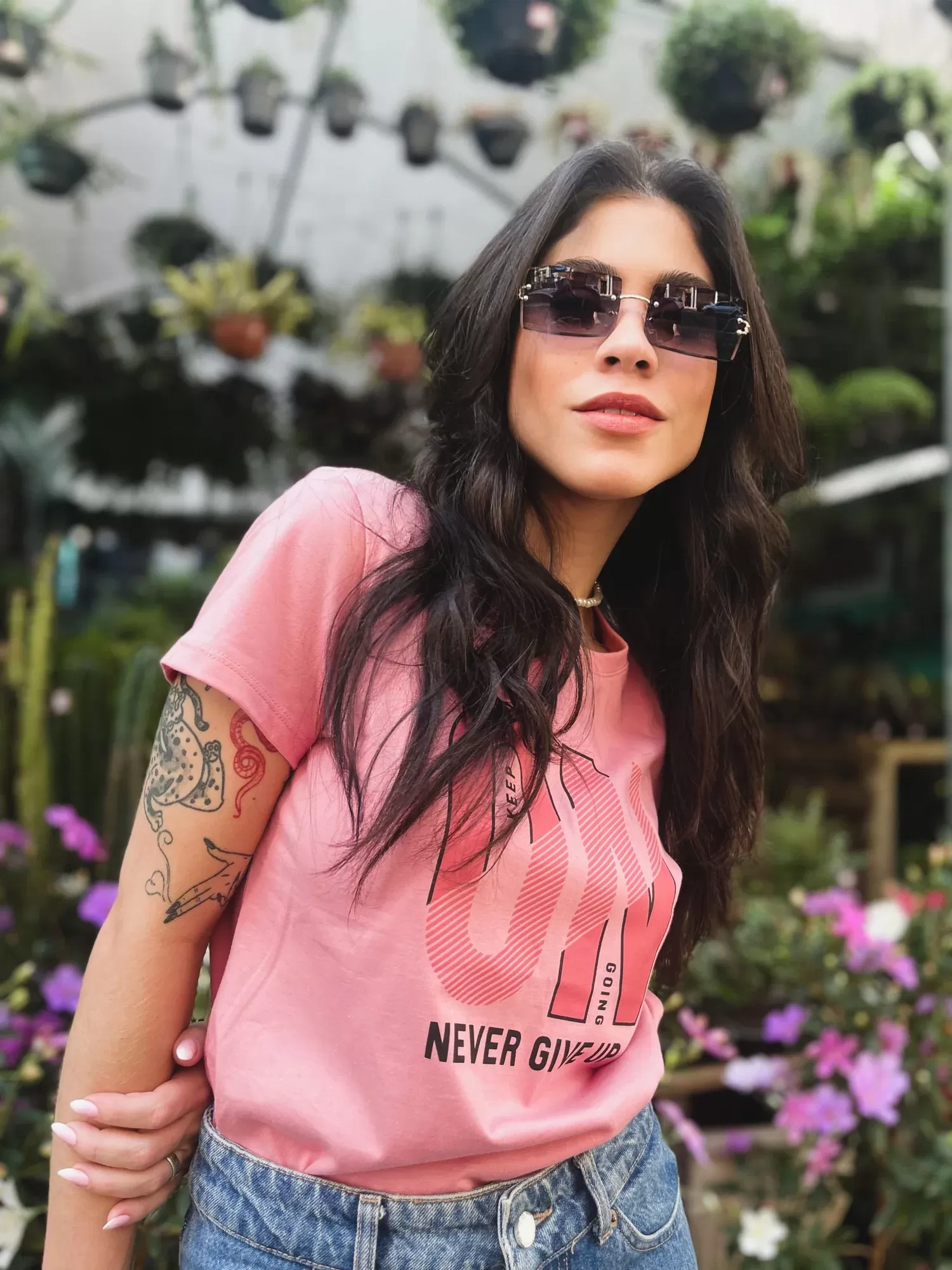 Camiseta Feminina de Algodão Estampada Pink