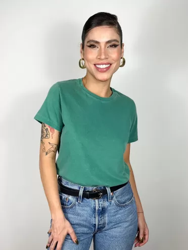 Camiseta Feminina Estonada Lisa Manu Verde Murano