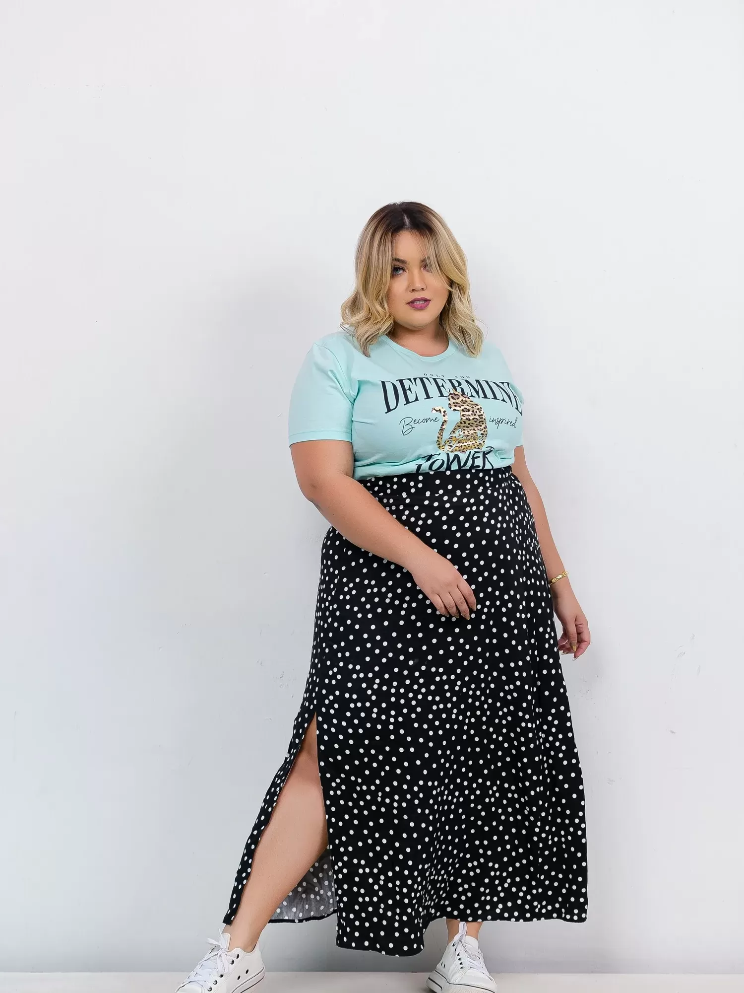 Camiseta Feminina Plus Size De Algodão Seja O Seu Padrão De Beleza