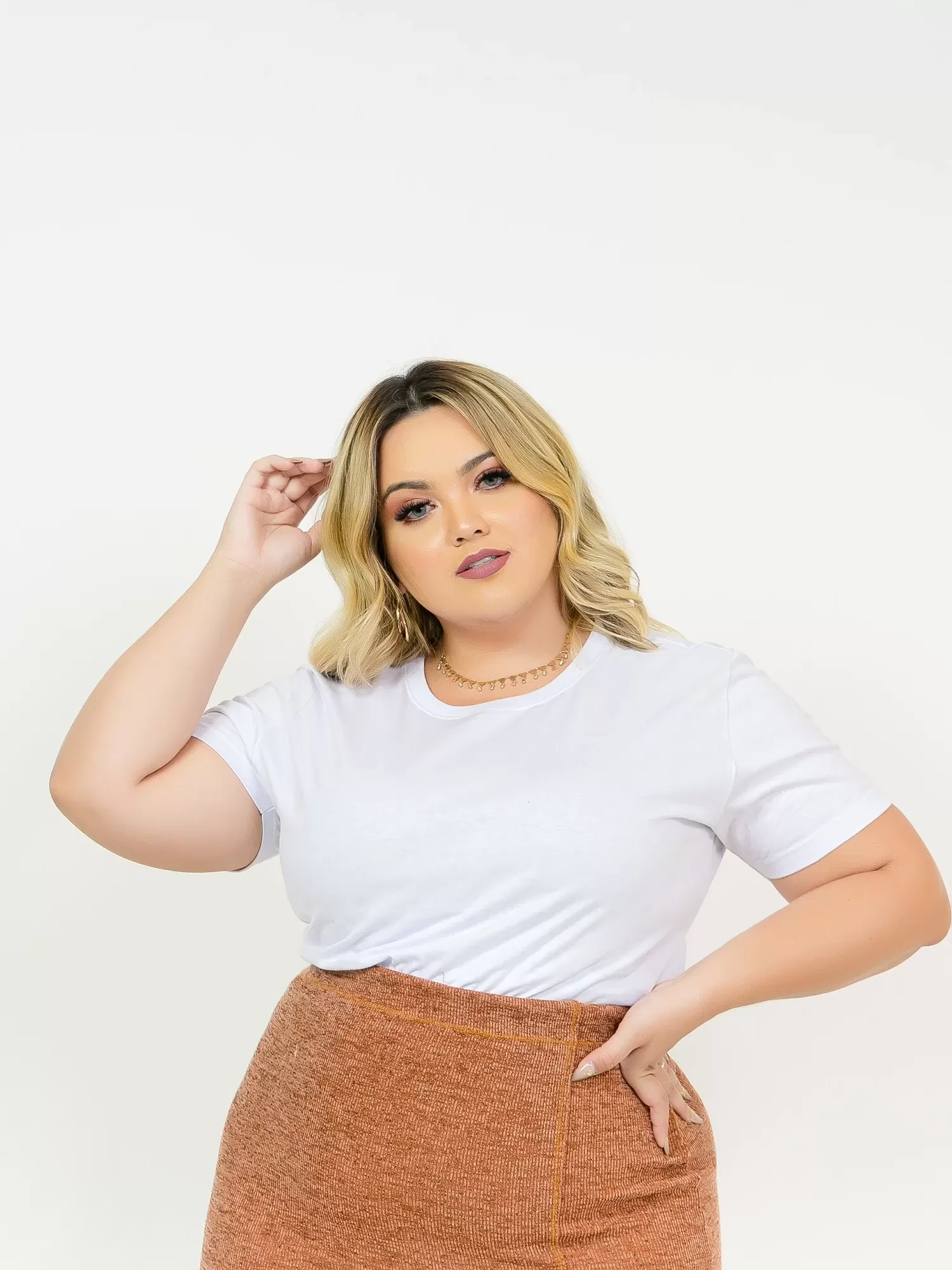 Camiseta Plus Size Feminina Algodão Lisa