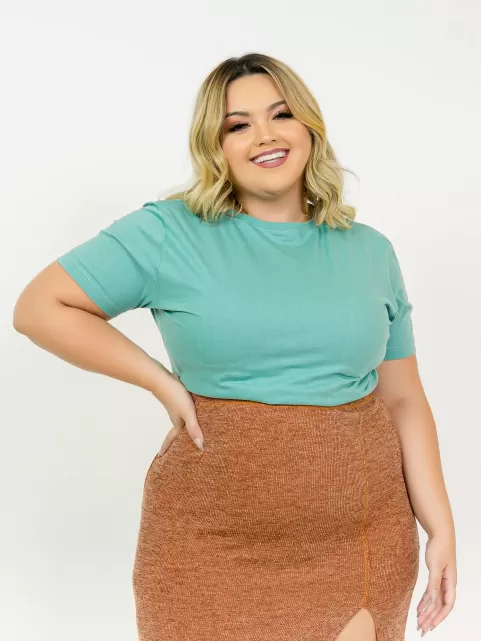 Camiseta Plus Size Feminina Algodão Lisa