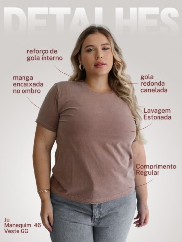 Camiseta Feminina 100% Algodão Estonada Manu Marrom