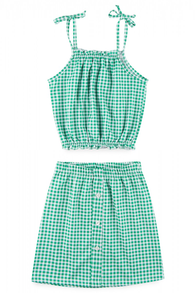 Saia Xadrez e Cropped Shein  Roupa Infantil para Menina Shein