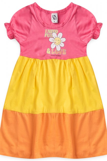 Vestido Feminino Infantil I Need Fun Tricolor