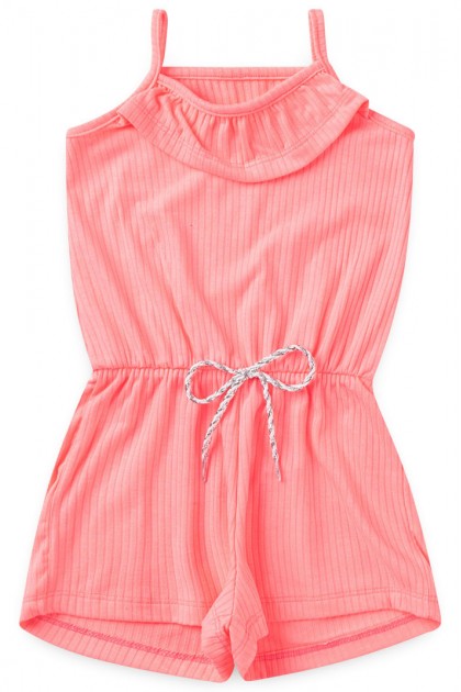 Macaquinho Feminino Infantil Rosa Neon