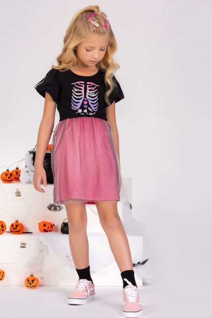 Vestido Feminino Infantil Halloween Doces