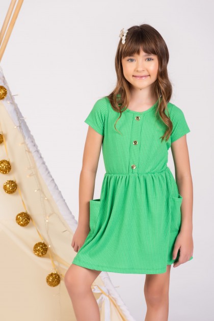 Vestido Infantil Feminino Bolso Clássico