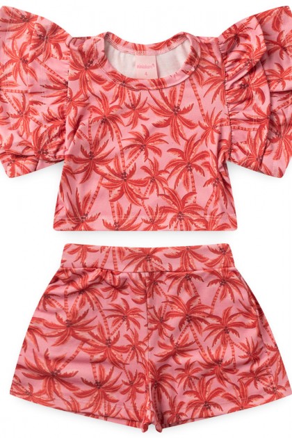 Conjunto Feminino Infantil Coqueiro Natalino