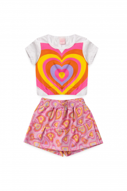 Kit Sortido 2 Peças de Roupas Infantil Feminino Verão- 1 Camisas + 1 Shorts