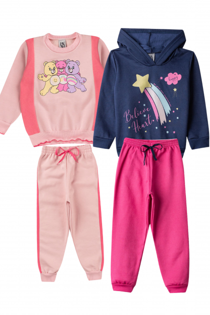 Kit Sortido 2 Peças de Roupas Infantis Menina Bebê Inverno - 1 Casacos + 1 Calças