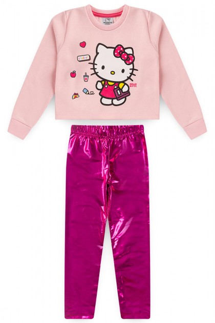 Conjunto Feminino Infantil Reluzente - Hello Kitty