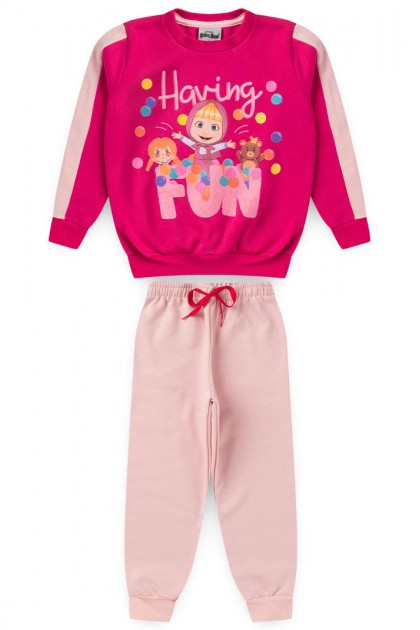 Conjunto Feminino Infantil Having Fun - Masha e O Urso