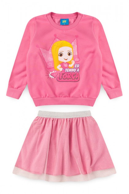 Conjunto Feminino Infantil Aventureira Rosa - Luccas Neto