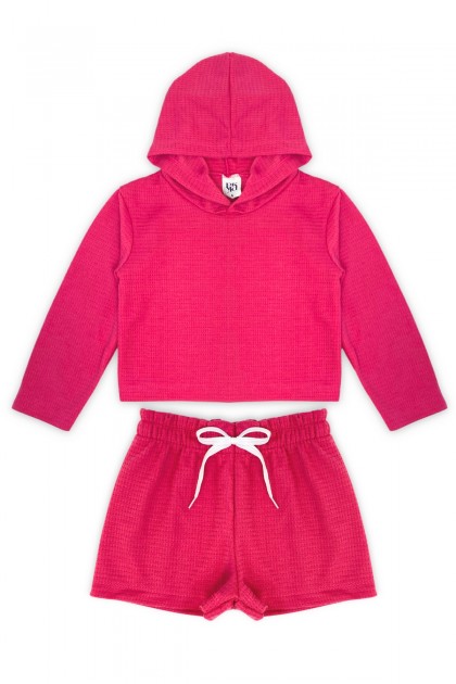 Conjunto Feminino Infantil Waffle Pink