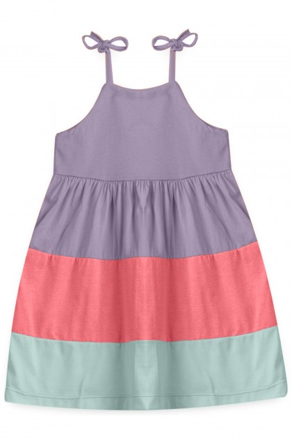 Vestido Feminino Infantil Tricolor