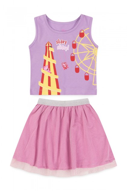 Conjunto Feminino Infantil Parque de Diversão - Peppa Pig