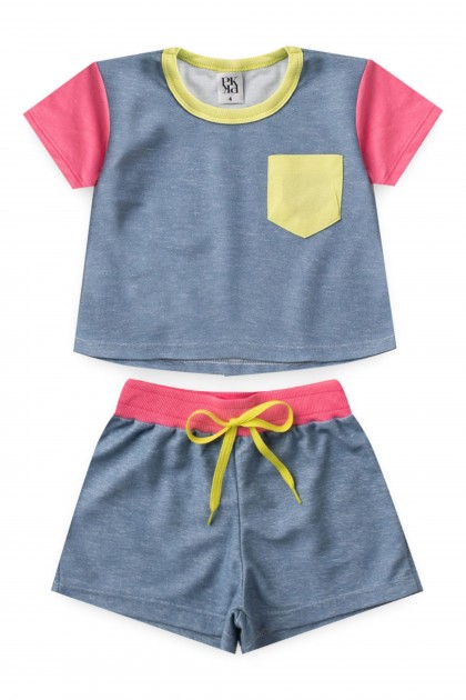 Conjunto Feminino Infantil Estilo Jeans