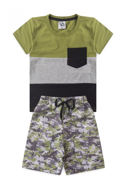 Conjunto Infantil Masculino Tricolor Camuflado