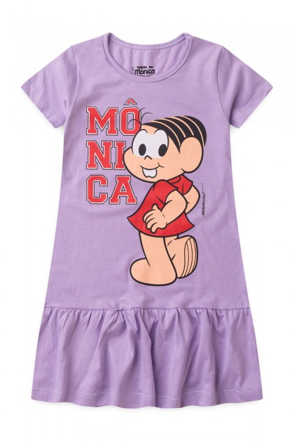 Vestido Feminino Infantil Pose de Modelo - Turma da Mônica