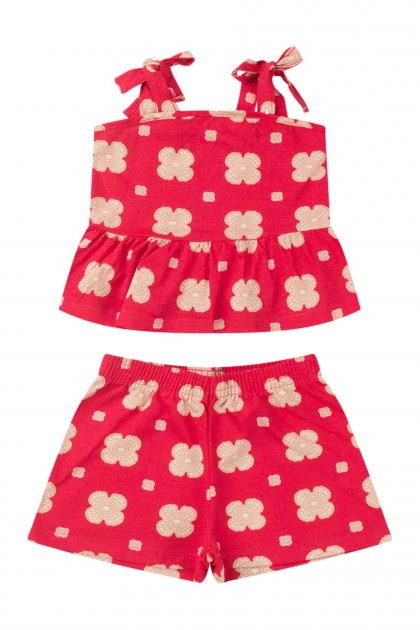 Conjunto Infantil Feminino Flores Rotativas