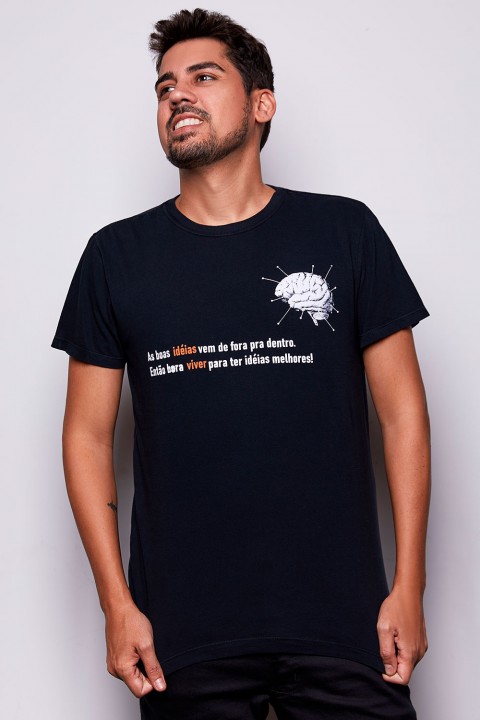 Camiseta Masculina Linha Business - As Boas Ideias Vem de Fora para Dentro.
