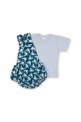 Conjunto Romper com Camiseta - Tubarão - Ame Kids