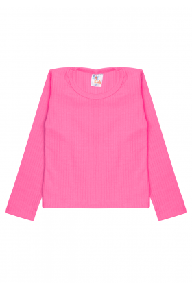 Blusa Canelada Manga Longa - Pink - Ame Kids