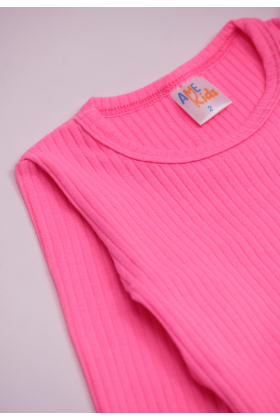 Blusa Canelada Manga Longa - Pink - Ame Kids