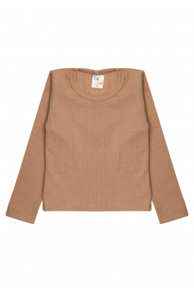 Blusa Canelada Manga Longa - Camel - Ame Kids