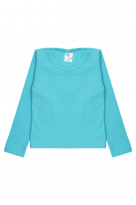 Blusa Canelada Manga Longa - Turquesa - Ame Kids