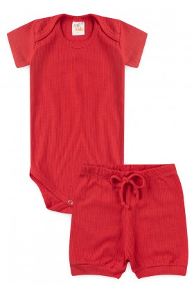 Conjunto Canelado Light Curto - Vermelho - Ame Kids