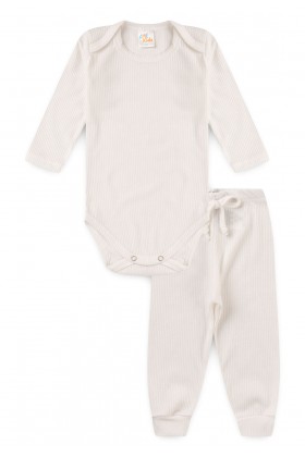 Conjunto Canelado Light Longo - Off-White - Ame Kids