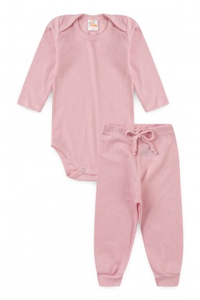 Conjunto Canelado Light Longo - Rosa Bebê - Ame Kids