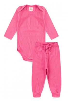 Conjunto Canelado Light Longo - Rosa Barbie - Ame Kids