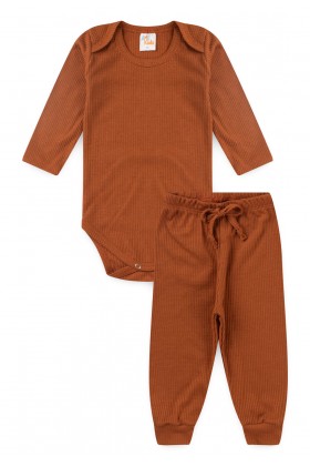 Conjunto Canelado Light Longo - Avelã - Ame Kids