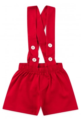 Jardineira Tricoline Lisa - Vermelho - Ame Kids