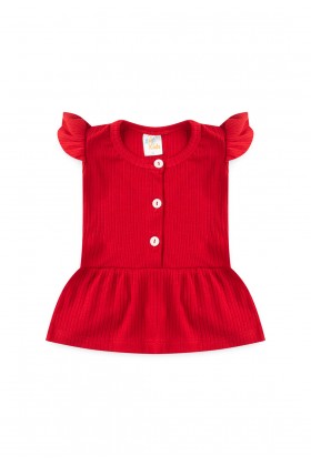 Conjunto Bata Shorts Natal Canelado Bebê - Vermelho - Ame Kids