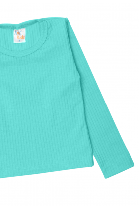 Blusa Canelada Manga Longa - Verde Menta - Ame Kids