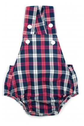 Romper Xadrez Marinho, Vermelho e Branco - Ame Kids