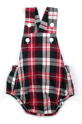 Romper Xadrez Preto e Vermelho - Ame Kids