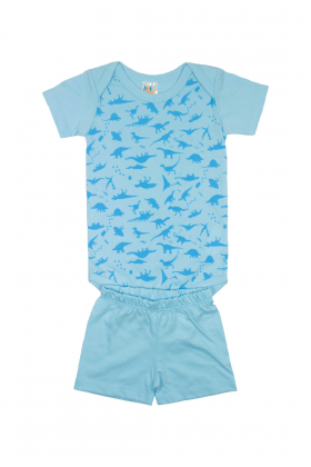 Conjunto Pijama Curto - Dinossauro Azul