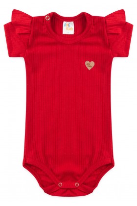 Body Canelado Menina - Vermelho Natal - Ame Kids