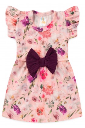 Vestido Curto Menina - Floral Beringela - Ame Kids