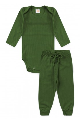 Conjunto Canelado Light Longo - Verde Cipreste - Ame Kids